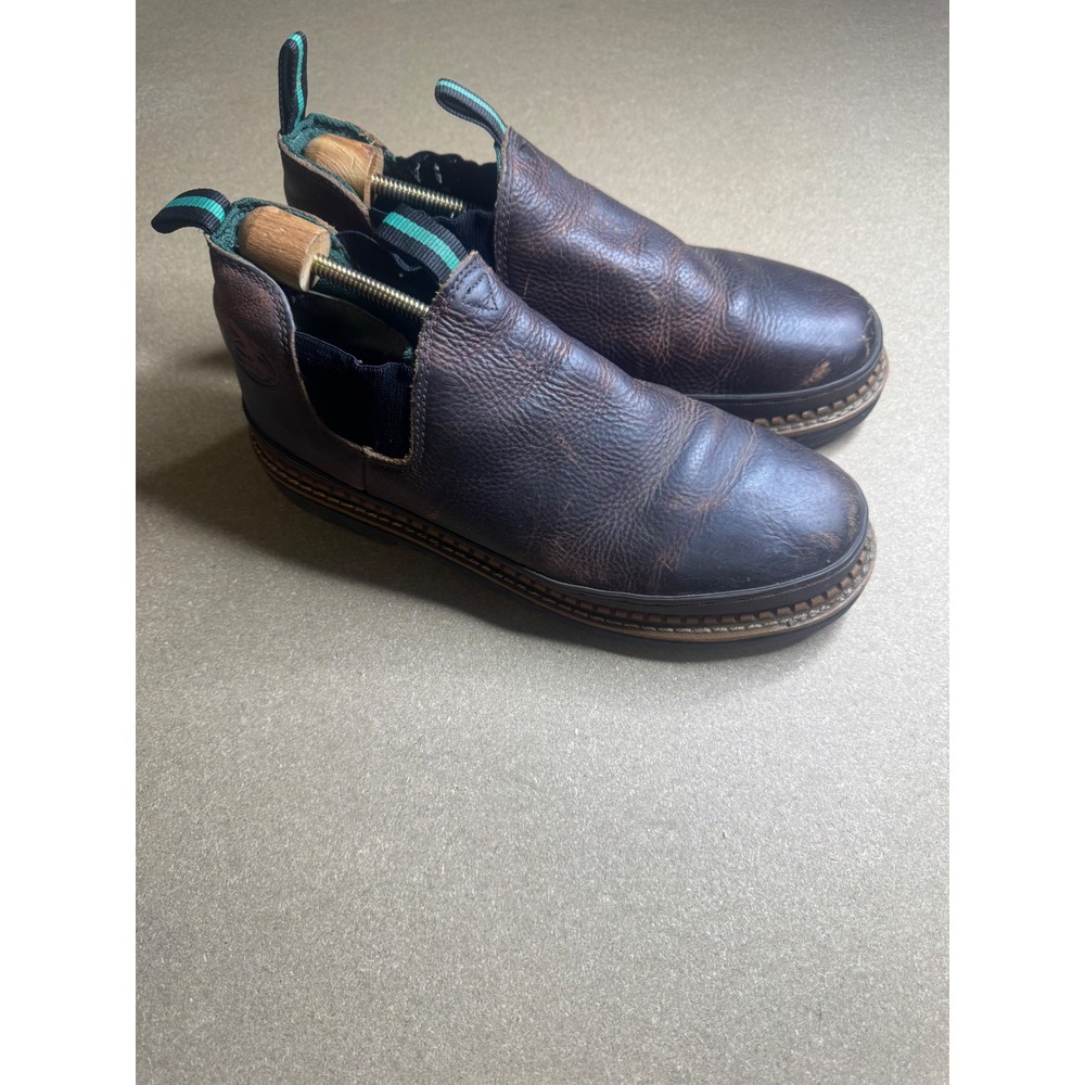Georgia Giant Romeo Mens Brown Leather Work Boots GR262 Size 11 M Slip On Low
